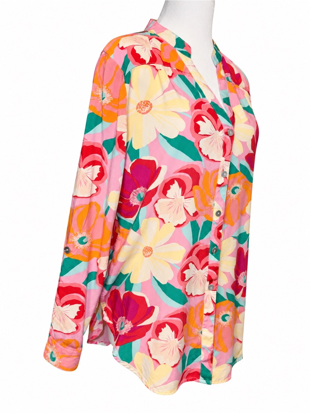 Hope Springs Colorful Floral Rayon Blouse – Size M